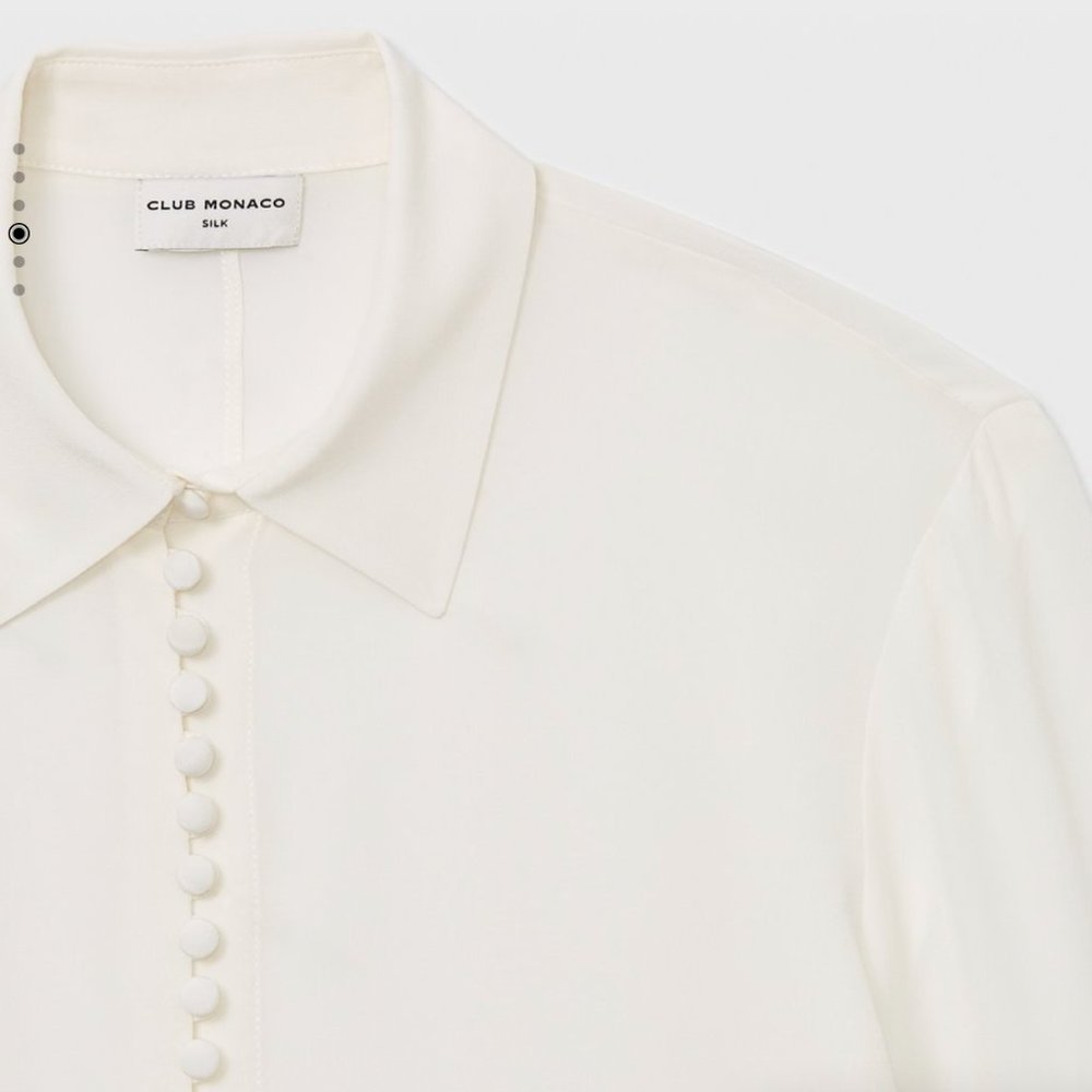 Club Monaco Helek Silk Shirt White Size Small